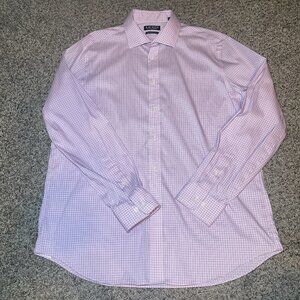 Lauren Ralph Lauren Men Shirt 17 34/35 XL Pink Plaid Slim Fit PerformanceStretch